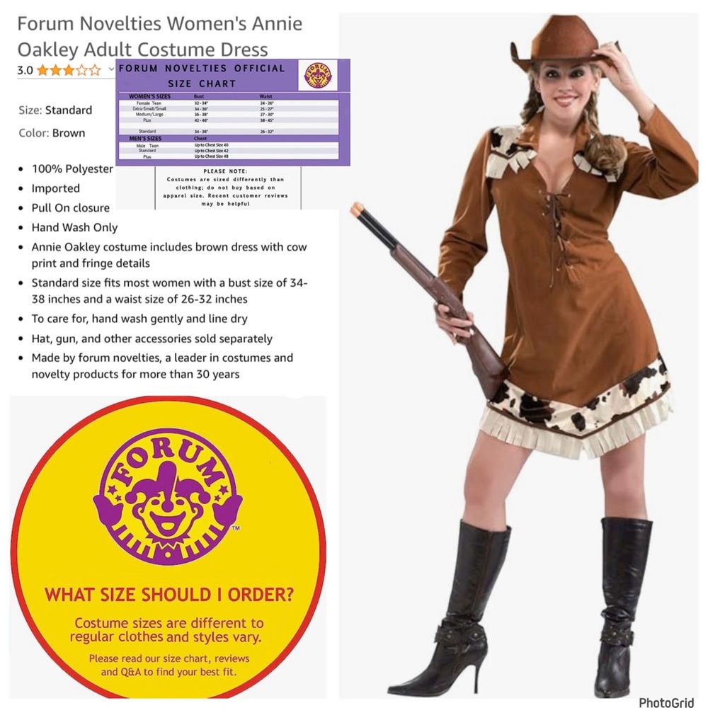 Forum Novelties 14/16 plus size Annie Oakley Halloween costume